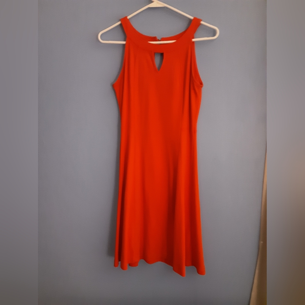 New York and Company Orange fit and flare Dress - Picture 2 of 5